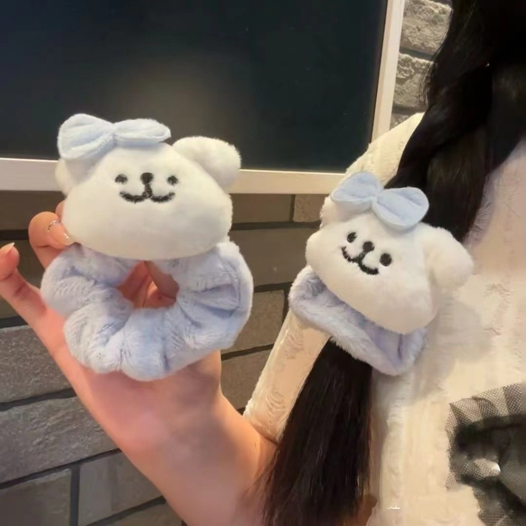 แฟชั่นเกาหลีตุ๊กตาสีฟ้าลูกสุนัขโบว์เชือกผมหญิง อิน ของขวัญวันเกิดนักเรียนน่ารัก