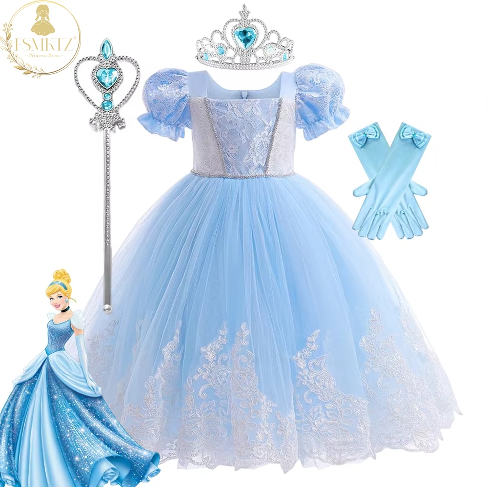 FSMKTZ ใหม่ 3-9 ปีหญิง Cinderella Princess คอสเพลย์ชุดเด็กแฟนซี Vestidos เสื้อผ้างานเลี้ยงวันเกิด AS
