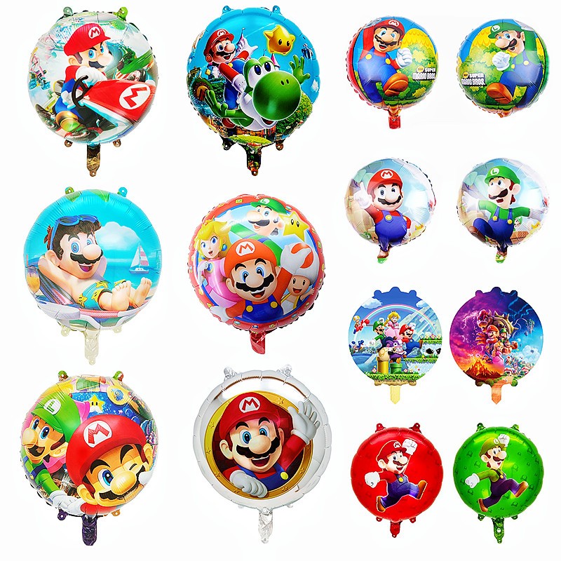 18 นิ้ว Super Mario ฟอยล์บอลลูนเด็ก Happy Birthday Party ตกแต่ง Mario Bros Helium บอลลูนอุปกรณ์