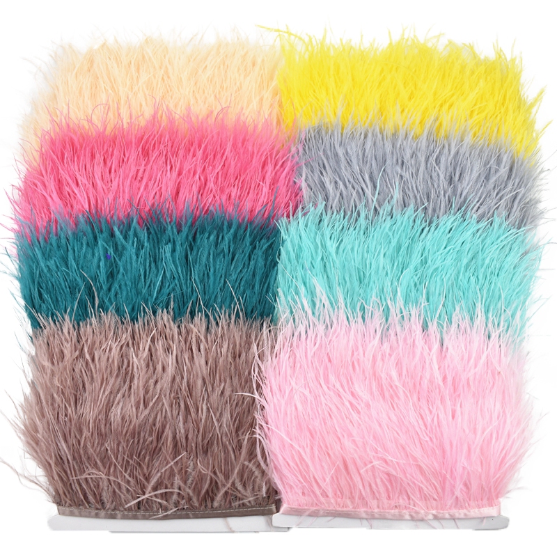 2เมตรสีขนนกกระจอกเทศบนริบบิ้นเทปตกแต่งตัดพู่ขอบสําหรับเสื้อผ้า8-10เซนติเมตรขนนกตัดเครื่องแต่งกายเย็บตัด Flecos สีขาวเสื้อผ้าอุปกรณ์เสริมชุด