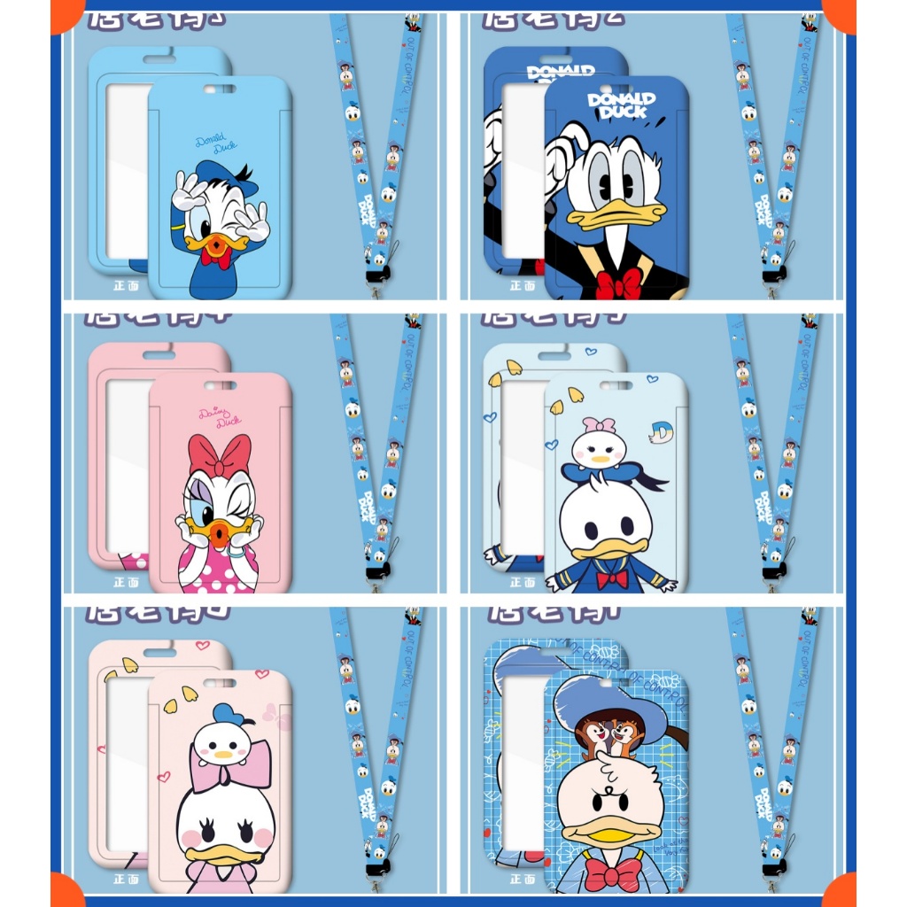 บัตรรถบัสโดนัลด์ดั๊ก ชื่อแบรนด์ Work Card ปลอกหุ้มอาหารกลางวันป้องกันเชลล์ยาว Lanyards#FT31