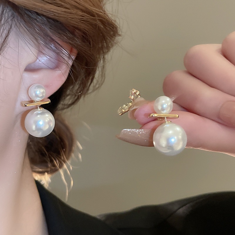 [Jewbeauty]Silver Pin word ขนาดต่างหูมุกสไตล์ฝรั่งเศสแฟชั่นการออกแบบเฉพาะพร็อพต่างหูต่างหูความรู้สึกสูงผู้หญิง