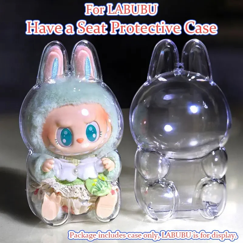 เคสใส Labubu V2 ป้องกันฝุ่นและรอยขีดข่วน มีจี้ห้อยกระเป๋าและพวงกุญแจ ซิปคู่ พร้อมปอมปอม สำหรับ V1 และ V2