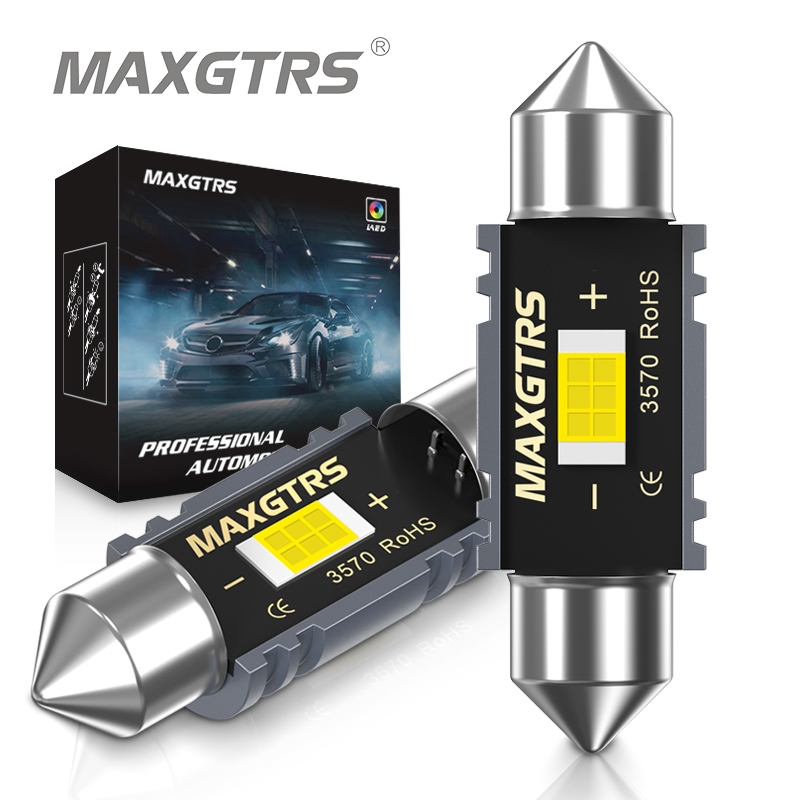 Maxgtrs 2x Festoon C5W C10W 3570 ชิปหลอดไฟ Canbus 31 มม./36 มม./39 มม./41 มม.รถ LED โคมไฟภายในโดมอ่านป้ายทะเบียนไฟ 6000 K
