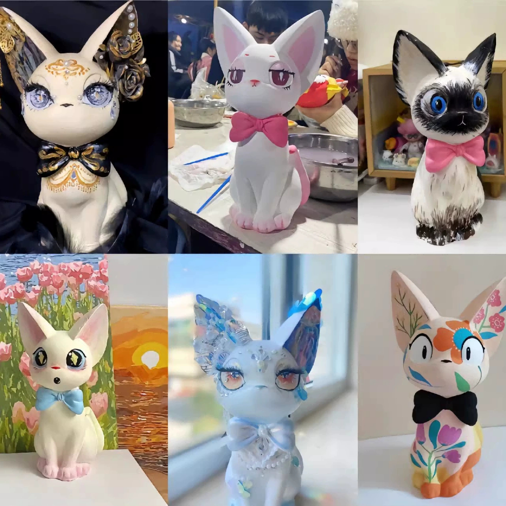 ปูนปลาสเตอร์ DIY ขนาดใหญ่ เซ็ต 3 ชิ้น พร้อมสี 12 สี และปากกามาร์คเกอร์ 2 ด้าม รวมแมวจีจี้ ฝึกทักษะศิลปะเด็ก