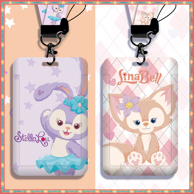 คลังสินค้าพร้อม Disney StellaLou Multi-Accessories Card Holder Long Lanyard Card Holder EasyCard Card Holder Anti-Lost Protective Case Card Holder Charm Access Control Card Bus MRT Card Holder ABS ID Holder