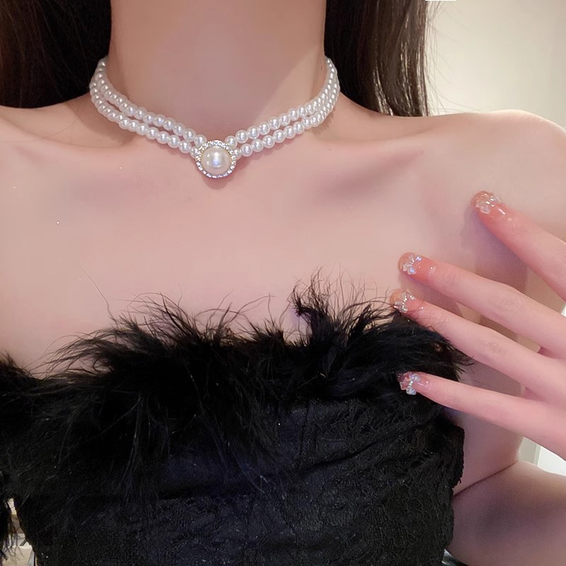 สร้อยคอมุกบาร็อค ดีไซน์เฉพาะหรูหราระดับไฮเอนด์ เครื่องประดับคอเค้นคอผู้หญิง