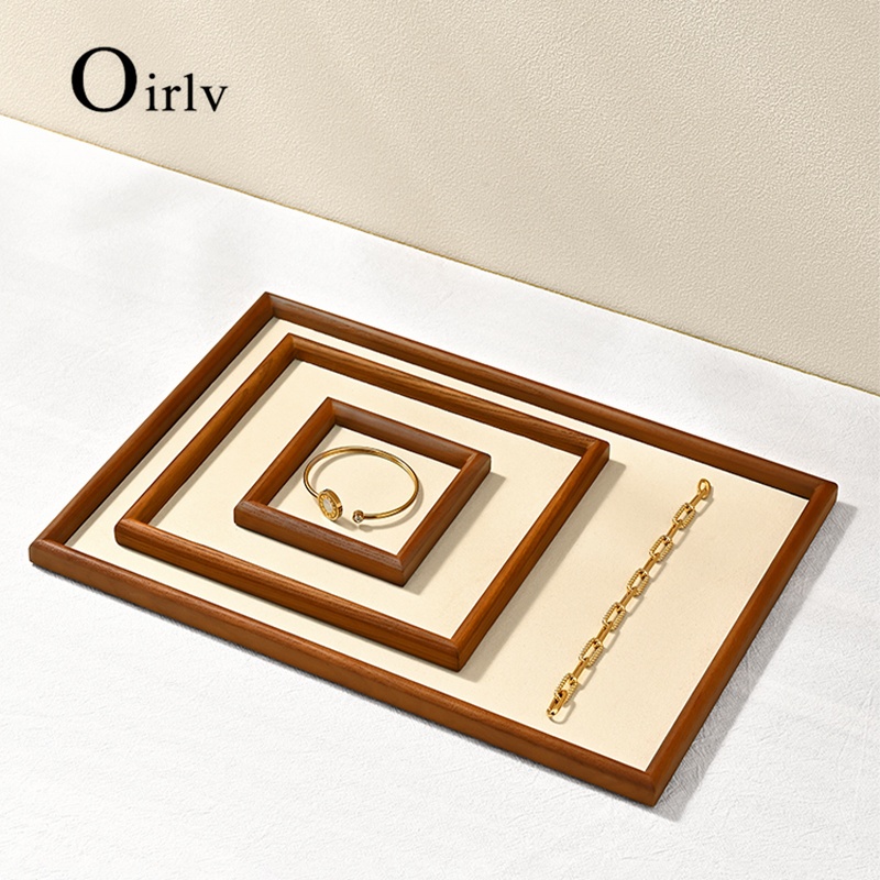 Oirlv แหวนไม้ต่างหูสร้อยข้อมือสร้อยคอนาฬิกาถาดแสดงเครื่องประดับถาดเก็บเครื่องประดับผู้ถือเครื่องประดับ SM234