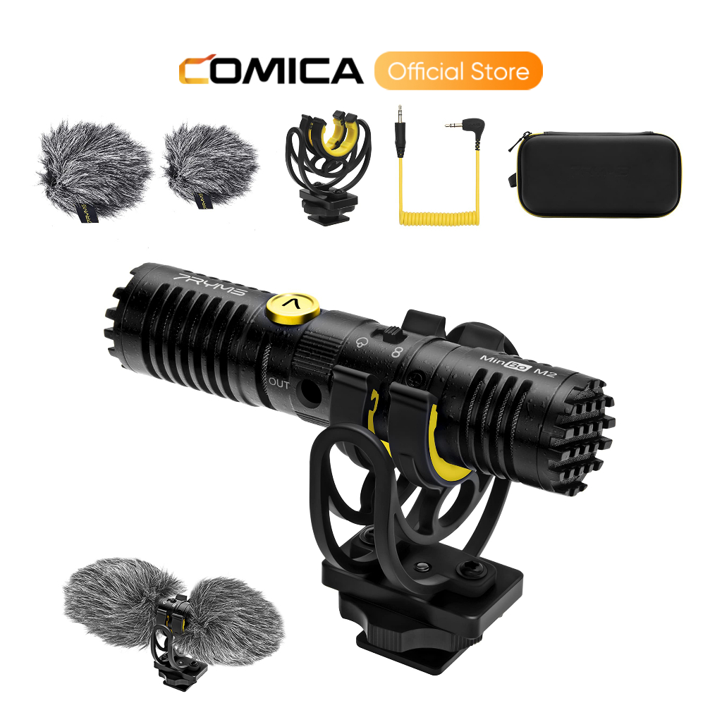 7ryms Minbo M2 ไมโครโฟนวิดีโอพร้อม Shock Mount, Bi/Super-Cardioid ไมโครโฟน Shotgun สําหรับโทรศัพท์ Canon Nikon DSLR กล้อง, ไมโครโฟนสําหรับ Vlog บันทึกสัมภาษณ์ Live-Stream
