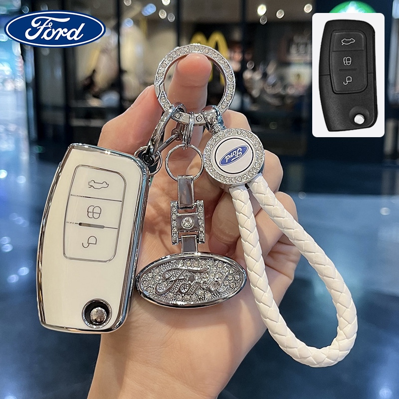 ฝาครอบเคสกุญแจรถ Ford เหมาะสําหรับ Ford Fiesta/Focus/Ecosport TPU พวงกุญแจรถ