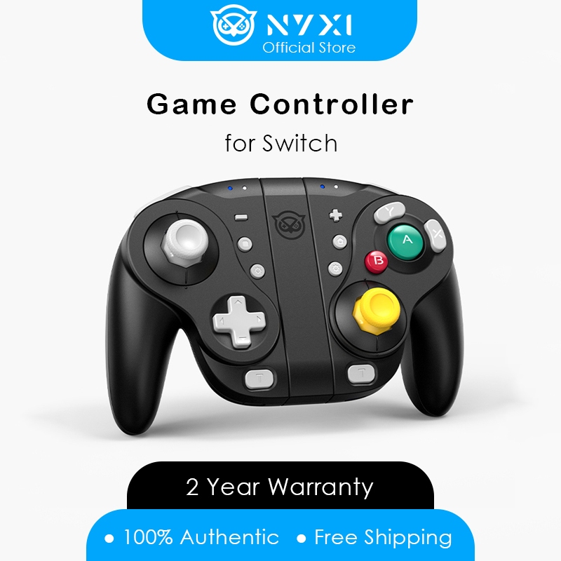 Nyxi Wizard ตัวควบคุมเกมบลูทูธเกมแพดไร้สาย Joypad สีดําสําหรับคอนโทรลเลอร์ Nintendo Switch