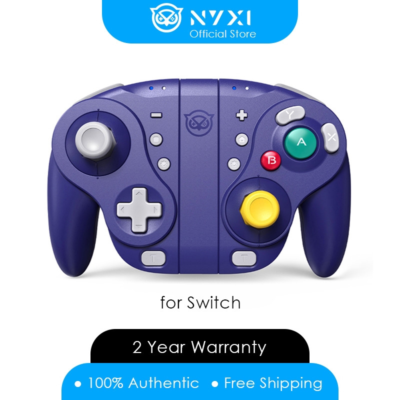 Nyxi Wizard คอนโทรลเลอร์เล่นเกมบลูทูธเกมแพดไร้สาย Joypad สีม่วงสําหรับตัวควบคุม Nintendo Switch