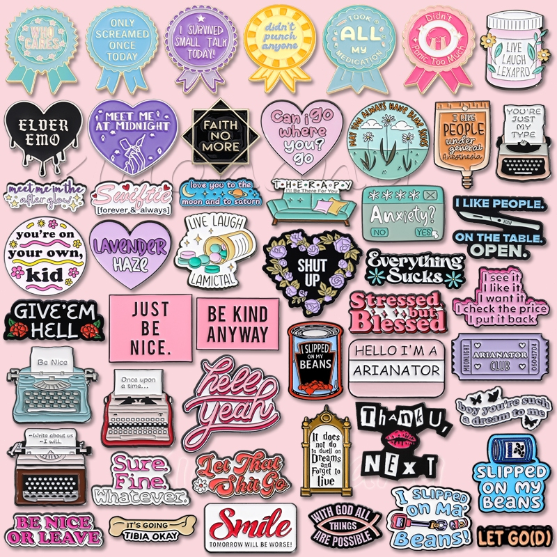 Creative Heart Letter ข้อความเคลือบ Pin สีข้อความ Inspiring คําคมเข็มกลัดป้ายโลหะ Pins อุปกรณ์เสริมของขวัญสําหรับเพื่อน