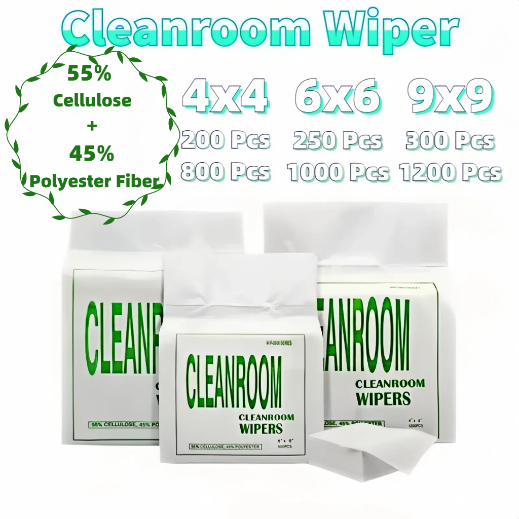 Lint Free Cleanroom Wiper မိုက်ခရိုဖိုင်ဘာ သန့်ရှင်းရေး အထည် (4x4 / 6x6 / 9x9 လက်မ) ခေါင်းပွတ်ရန်