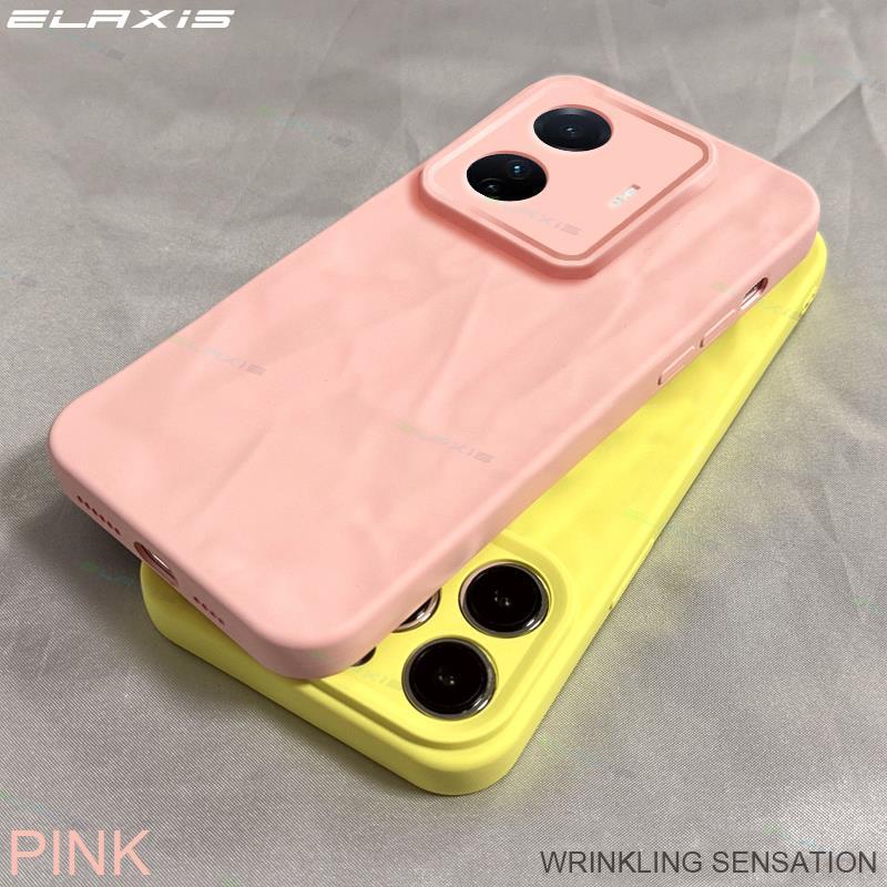 Elaxis สําหรับ VIVO T1 5G/T1 Pro 5G เคสโทรศัพท์น่ารักสีบริสุทธิ์ซิลิโคนจีบเนื้อนุ่มกันกระแทกปกหลัง ES012