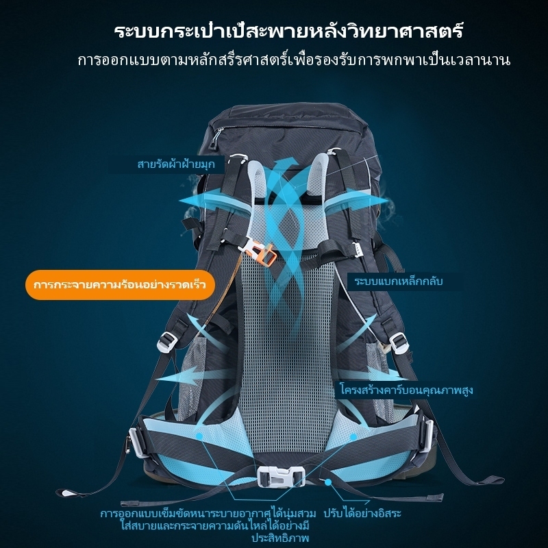 BASE OUT 50L กลางแจ้งความจุขนาดใหญ่เดินป่าคู่กระเป๋าเป้สะพายหลังกันน้ำ