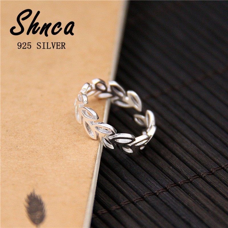 แฟชั่น 925 เงินสเตอร์ลิง Hollow Leaf หญิงเปิดแหวน XR387