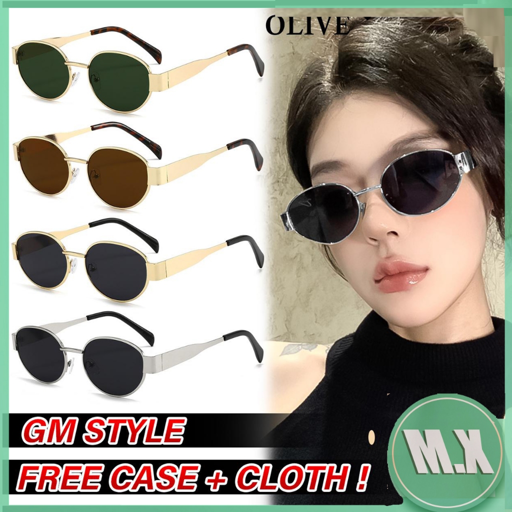 แว่นกันแดดโลหะ แว่นกันแดด แว่นกันแดดสไตล์เกาหลีสไตล์อัลลอย แว่นหน้ากลม แว่นกันแดดป้องกันรังสียูวี แว