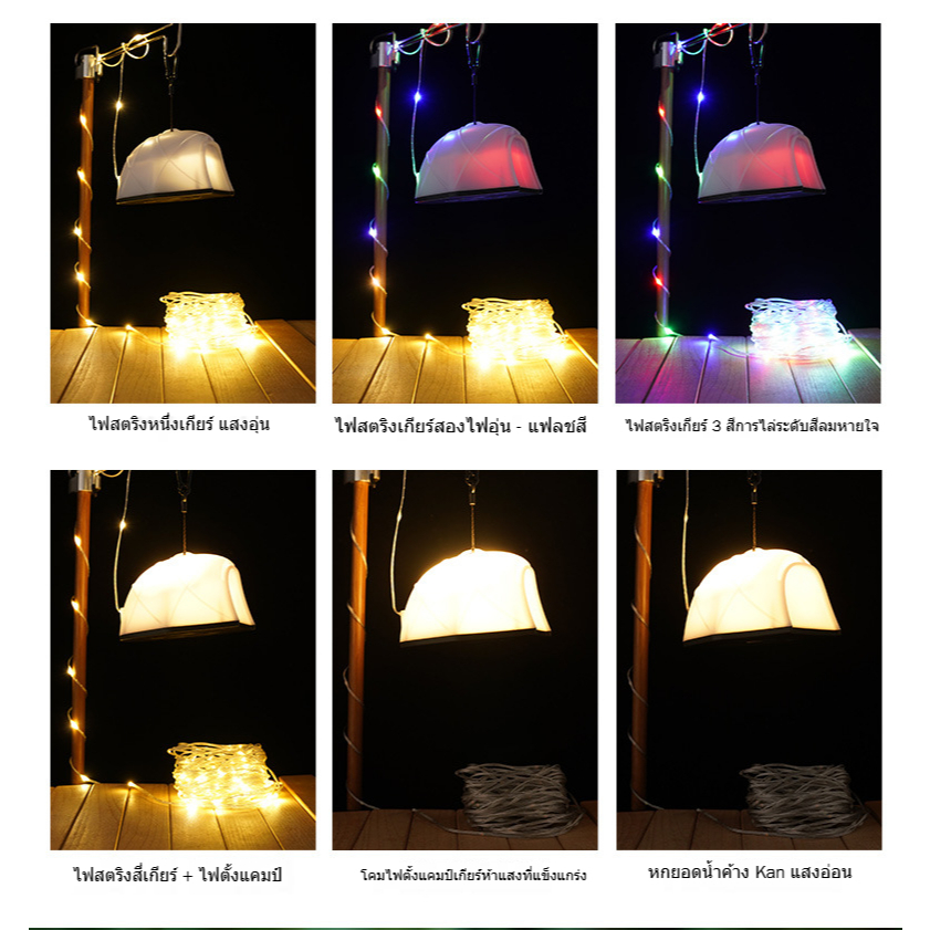 อัพเกรดกลางแจ้งอเนกประสงค์ Camping Light TYPE-C ชาร์จหลายระดับปรับ 15 เมตร String Light Camping บรรยากาศเต็นท์แบบพกพา LED แบบพกพาไฟฉุกเฉิน
