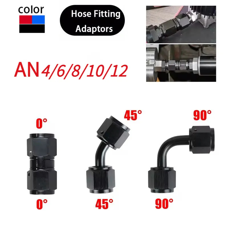 Universal AN4/6/8/10/12 หญิงกับหญิงหมุนท่อไฮดรอลิก End Fitting Adaptors /45/90° องศาอลูมิเนียมการใช้ระบบหมุน Coupler Connector