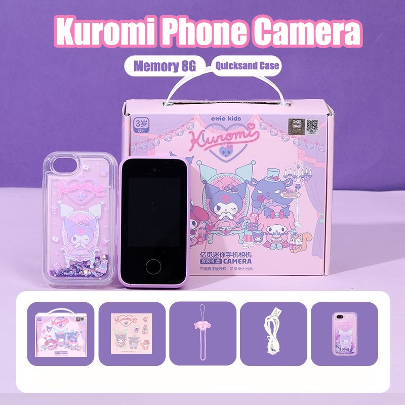 ใหม่ Sanrio kuromi เด็กโทรศัพท์ยิงกล้องของเล่นสามารถถ่ายภาพวิดีโอ kuromi กล้องดิจิตอลของเล่นของขวัญสําหรับเด็ก