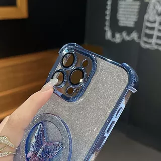 Glitter Bling กรณี OPPO A6 A5 A3 A2 Pro F31 A60 A40 A3X A17 A17K A35 A16 A15 A79 A5 A9 2020 A7 A5S A12 A3S Ultra ผู้ถือผีเสื้อ