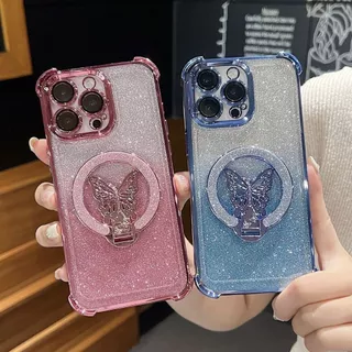 Glitter Bling กรณี OPPO A6 A5 A3 A2 Pro F31 A60 A40 A3X A17 A17K A35 A16 A15 A79 A5 A9 2020 A7 A5S A12 A3S Ultra ผู้ถือผีเสื้อ