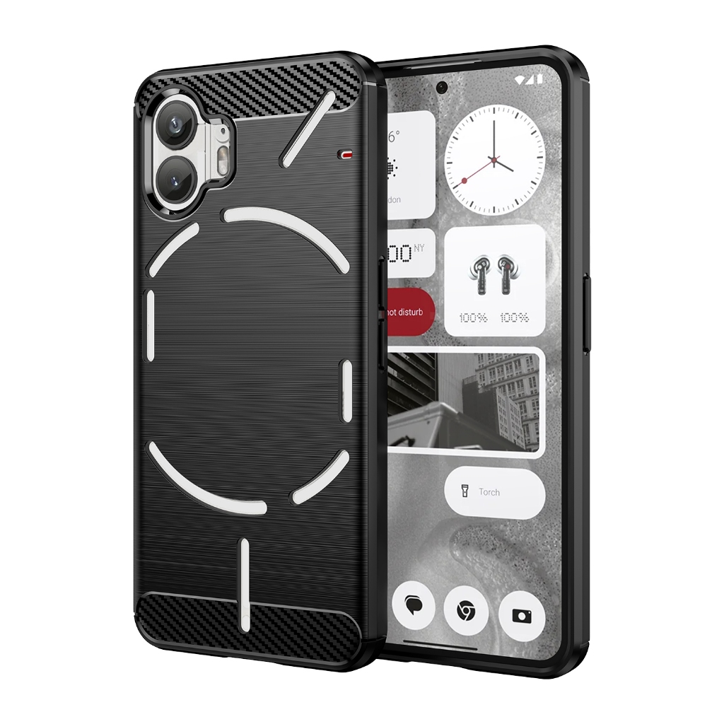 สําหรับไม่มีอะไร Nothing Phone 2 ,เคสป้องกันคาร์บอนไฟเบอร์ที่แปรงแบบนิ่ม, ป้องกันการตก, ป้องกันรอยขีดข่วน, ป้องกันเคสโทรศัพท์ธุรกิจ