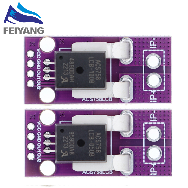 50a 100A Hall Current Sensor โมดูล Linear Analog AC DC 3.3V-5V ACS758 ACS758LCB-050B 100B-PFF-T สําหรับ Arduino RC รุ่น Connector
