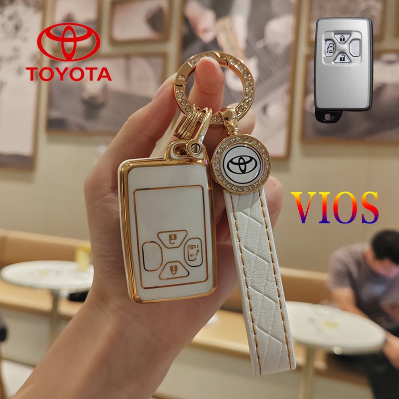 เคสกุญแจรีโมทรถยนต์ Toyota 3 ปุ่มเข้ากันได้กับฝาครอบกุญแจ Toyota vios Toyota vios 2012 อุปกรณ์เสริมพวงกุญแจ