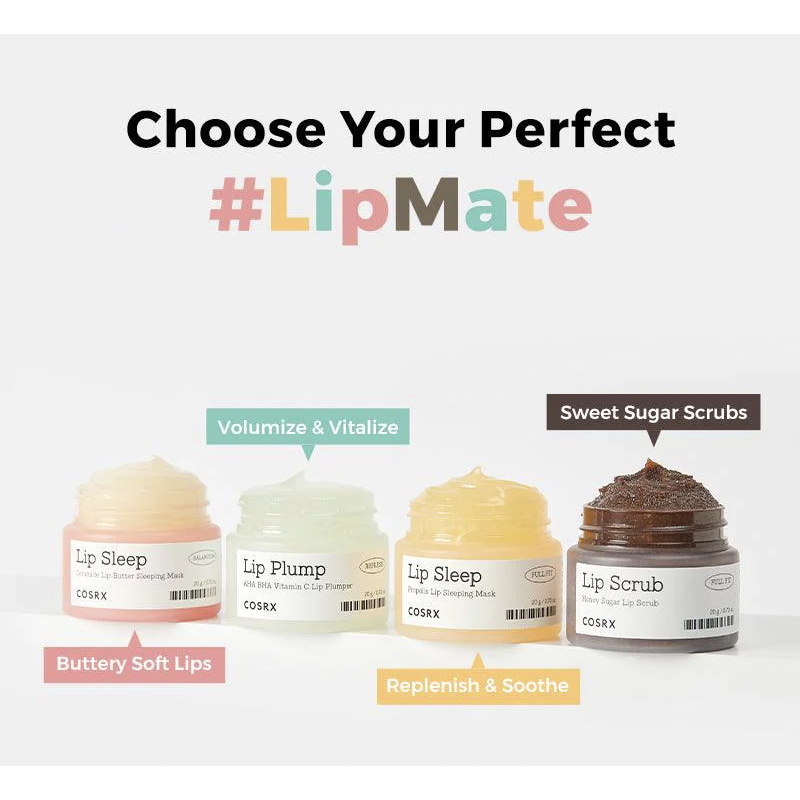 Cosrx Lip Sleeping Mask 20g (Balancium Ceramide / Full Fit Propolis/Honey Sugar Lip Scrub/AHA BHA Vitamin C Lip Plumper )