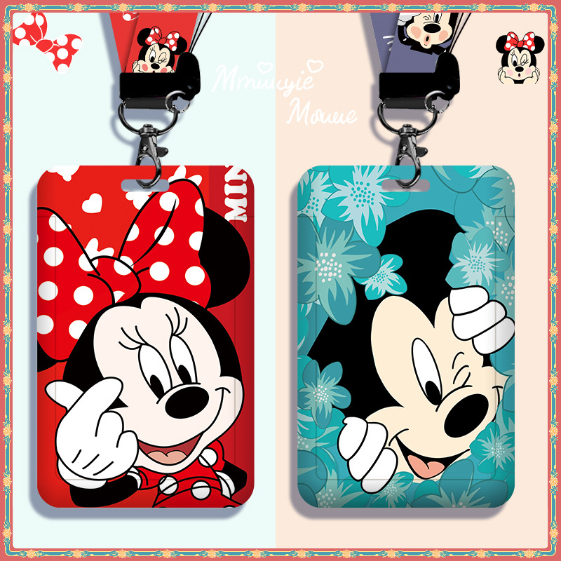 Disney Mickey ที่ใส่บัตรพร้อมสายคล้องคอยาว กันตก ป้องกันหาย ใส่ EasyCard, Access Control, บัตรรถบัส MRT, ABS