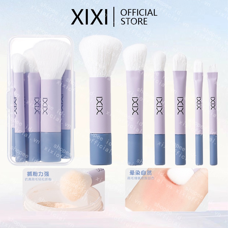 Xixi ชุดแปรงแต่งหน้า 6 ชิ้น สําหรับคอนซีลเลอร์ บลัช แป้งฝุ่น อายแชโดว์ ไฮไลท์ แปรงรองพื้น เครื่องมือความงาม NO.XS-08