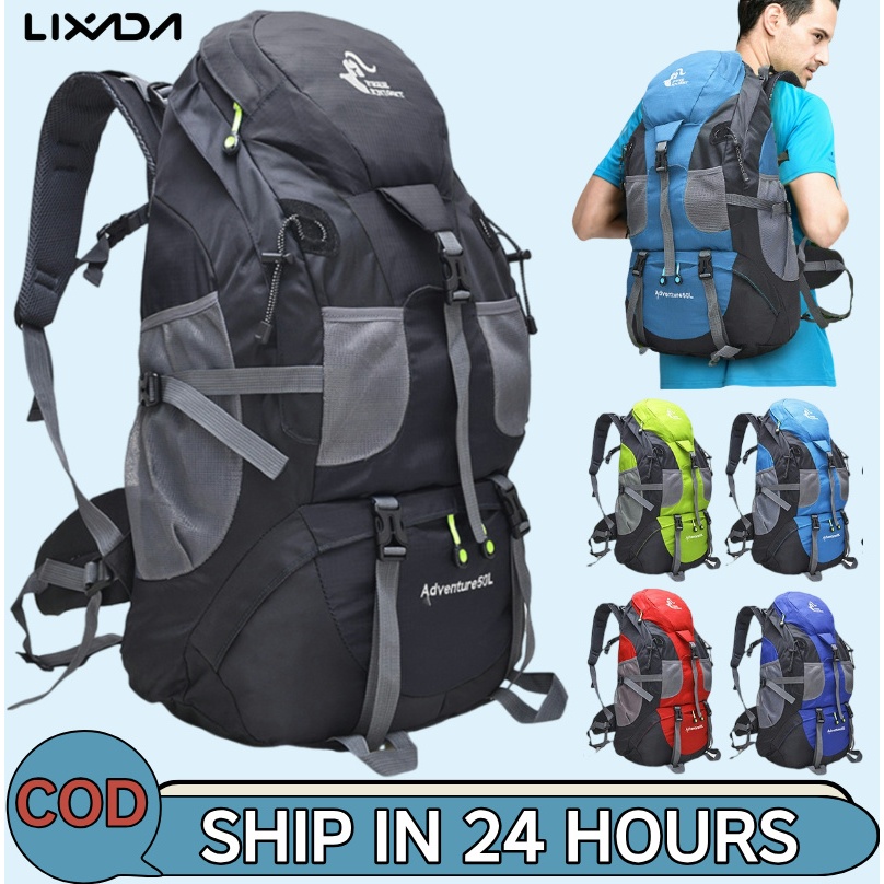 [LIXADA Mall] กระเป๋าเป้เดินป่า 50 ลิตร กระเป๋าเป้แคมป์ปิ้งกันน้ําสําหรับแบกเป้เดินทางเดินป่าปีนเขา