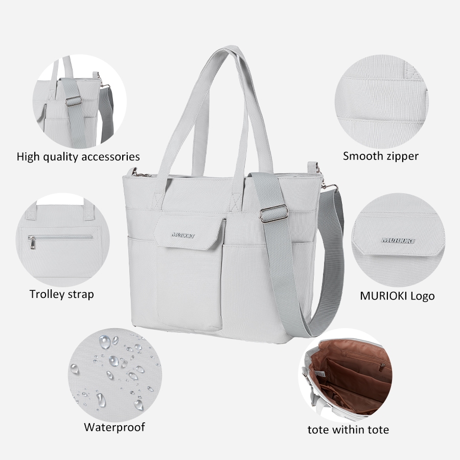 MURIOKI-Island Tote Bag ใส่ Notebook กระเป๋าโท้ทความจุขนาดใหญ่สําหรับผู้หญิงพร้ G1020 (34*13*28CM)
