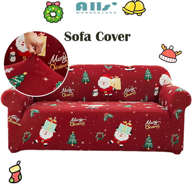 ผ้าคลุมโซฟา santa กันฝุ่น sofa cover Christmas Snowflakes Xmas สากล ผ้าหุ้มโซฟา แต่งห้อง คลุมโซฟา แท่งโฟม