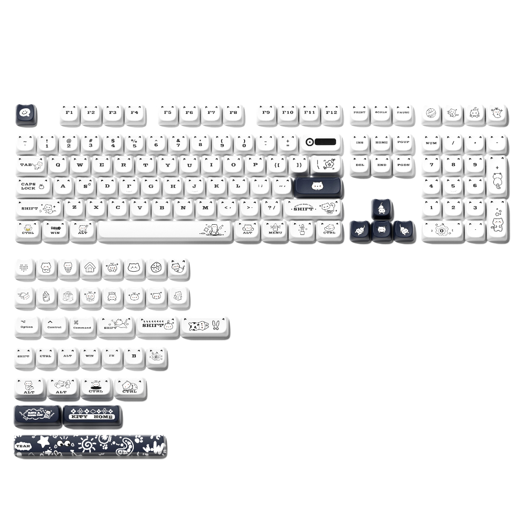 Xvx ลูกแมวน่ารัก MAO Profile Double-Shot PBT Keycap Set 143 คีย์