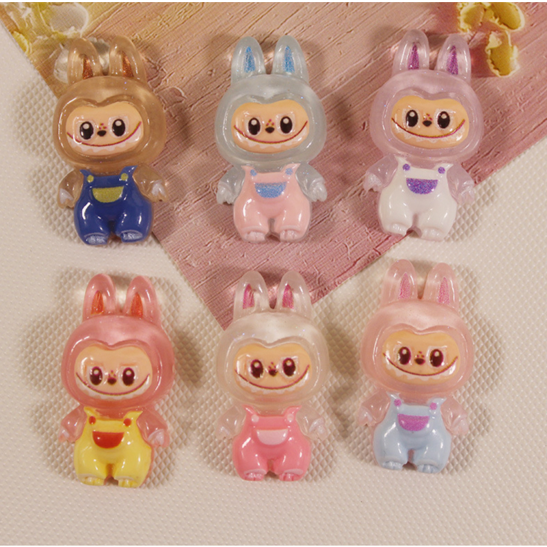 Bingo น่ารัก DIY Labubu Luminous อุปกรณ์เสริมเครื่องประดับอะไหล่เรซิ่น Hairpin Decor - การ์ตูน, น่าร