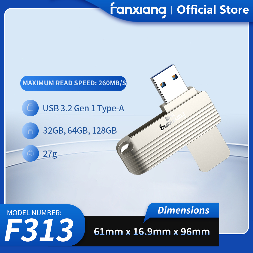 Fanxiang F313M แฟลชไดรฟ์ USB 32GB 64GB 128GB ไดรฟ์ปากกา USB 3.2 Gen 1 ความเร็วอ่านความเร็วสูง 260MB/s ความเร็วเขียน 30MB ~ 60MB/s