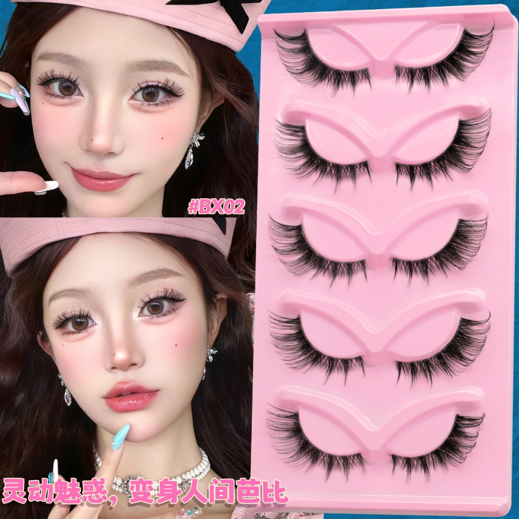 Groinneya 5 คู่มังงะ Lashes Faux Mink Eyelashes ธรรมชาติขนตาปลอมแต่งหน้า