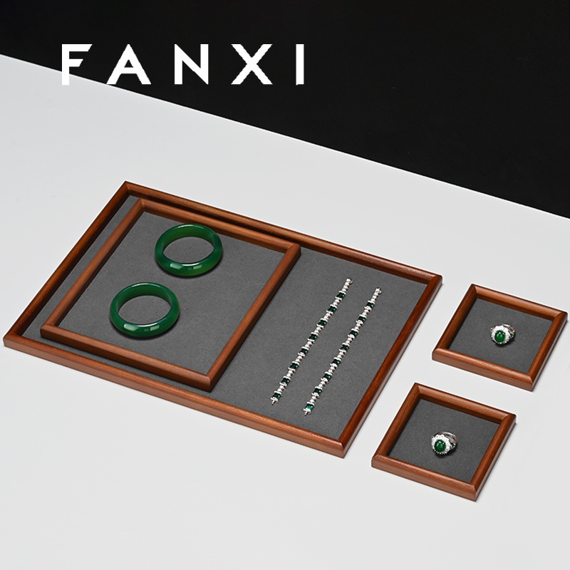 Fanxi ไม้ถาดแสดงเครื่องประดับสร้อยคอสร้อยข้อมือผู้ถือถาดเครื่องประดับร้านค้าผู้ถือแผ่น SM234