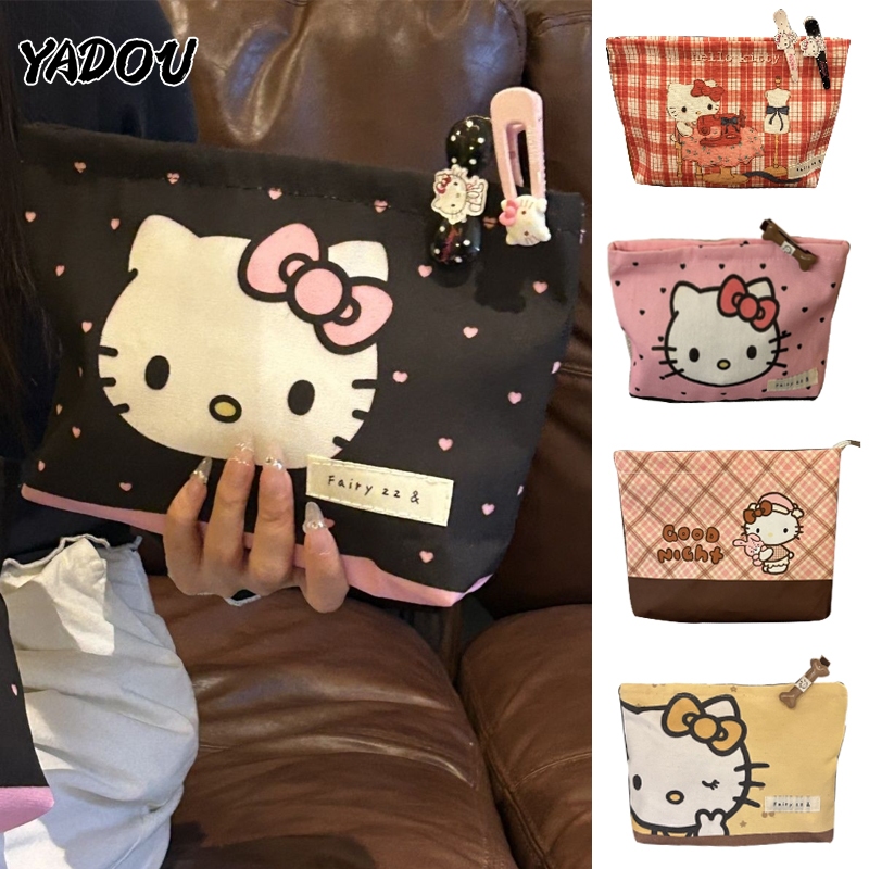 YADOU Sweetheart Cat แบบพกพาความจุสูงมือถือ ถุงเก็บสไตล์ Ins ของเกาหลี