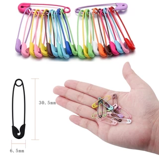 50ชิ้น เข็มกลัดโลหะผสม 30.5x6.5มม สีสันสดใส เข็มกลัดซ่อนปลาย สำหรับตกแต่งเสื้อผ้า งาน DIY พวงกุญแจ แข็งแรง ทนทาน