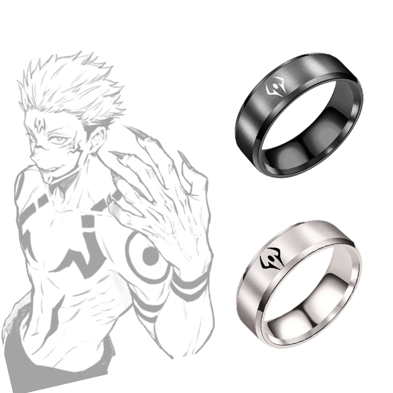 Jujutsu Kaisen แหวนสแตนเลสแหวนคู่คอสเพลย์ Yuji Itadori Okkotsu Yuta อุปกรณ์เสริมเครื่องประดับแฟชั่น