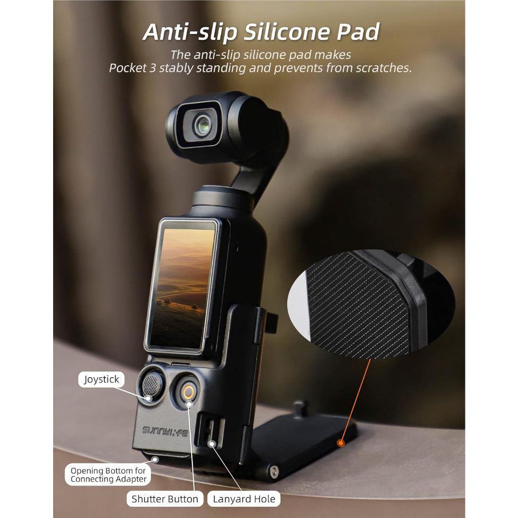 OSMO Pocket 3 Magnetic Mount Clip Pocket 3 ขาตั้งแม่เหล็กขยายอะแดปเตอร์กรอบสําหรับ DJI OSMO Pocket 3 อุปกรณ์เสริมบนเดสก์ท็อป/รถ/Gym/รถจักรยานยนต์ 180° ปรับได้