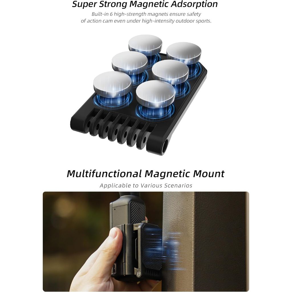 OSMO Pocket 3 Magnetic Mount Clip Pocket 3 ขาตั้งแม่เหล็กขยายอะแดปเตอร์กรอบสําหรับ DJI OSMO Pocket 3 อุปกรณ์เสริมบนเดสก์ท็อป/รถ/Gym/รถจักรยานยนต์ 180° ปรับได้