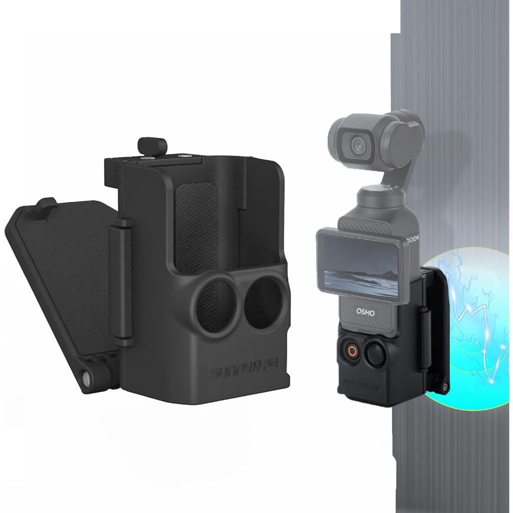OSMO Pocket 3 Magnetic Mount Clip Pocket 3 ขาตั้งแม่เหล็กขยายอะแดปเตอร์กรอบสําหรับ DJI OSMO Pocket 3 อุปกรณ์เสริมบนเดสก์ท็อป/รถ/Gym/รถจักรยานยนต์ 180° ปรับได้
