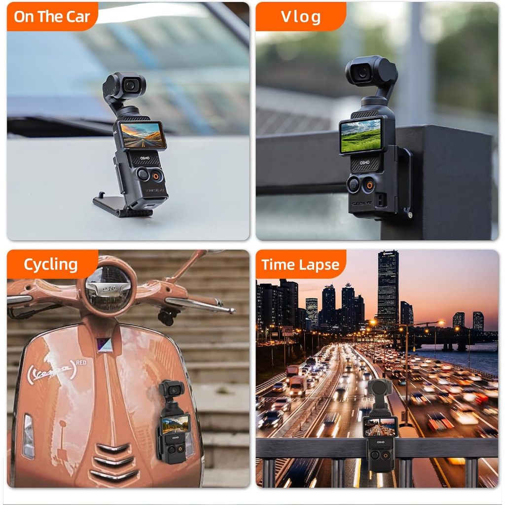 OSMO Pocket 3 Magnetic Mount Clip Pocket 3 ขาตั้งแม่เหล็กขยายอะแดปเตอร์กรอบสําหรับ DJI OSMO Pocket 3 อุปกรณ์เสริมบนเดสก์ท็อป/รถ/Gym/รถจักรยานยนต์ 180° ปรับได้