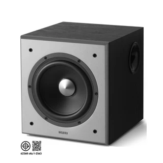 Edifier T5 ซับวูฟเฟอร์แบบมีไฟเลี้ยง, กำลังขับออกทั้งหมด 70W RMS, วูฟเฟอร์ 8 นิ้ว, ความถี่ต่ำถึง 38Hz, การเชื่อมต่อ RCA Line-in/Line-out (pass through)