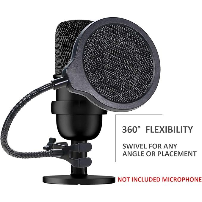 Hyperx SoloCast Mic Pop Filter - Professional 4 นิ้ว 3 ชั้นหน้าจอป๊อปกระจกโลหะเข้ากันได้กับไมโครโฟน 
